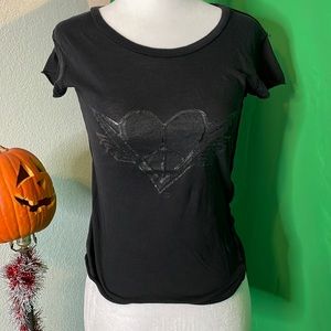 Black sheer inside out vintage wash T designer